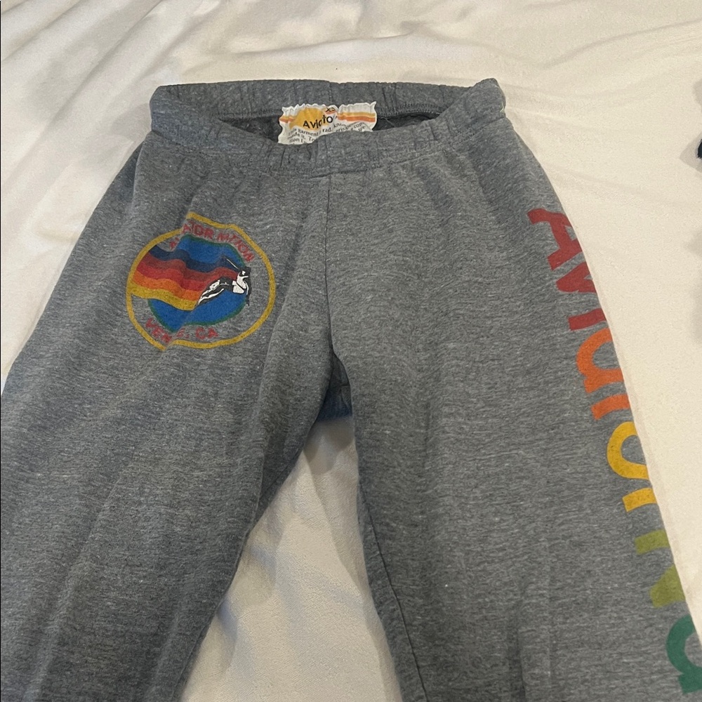 Aviator Nation Gray Joggers with Rainbow Accents